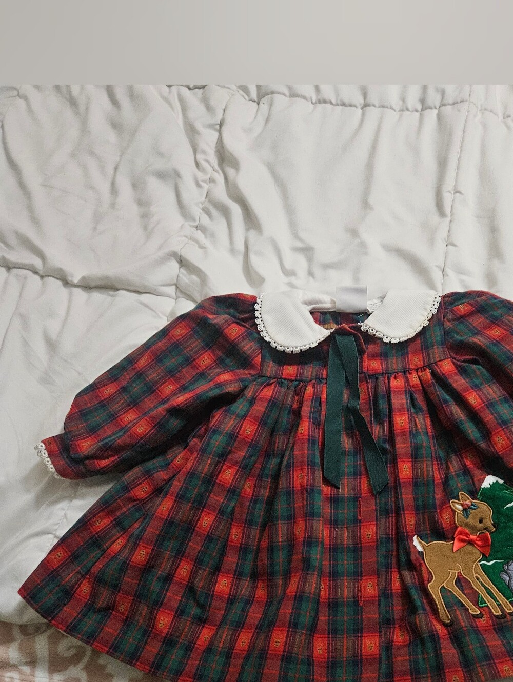 Vintage Good Lad Christmas Plaid Dress Reindeer Bunny 12M